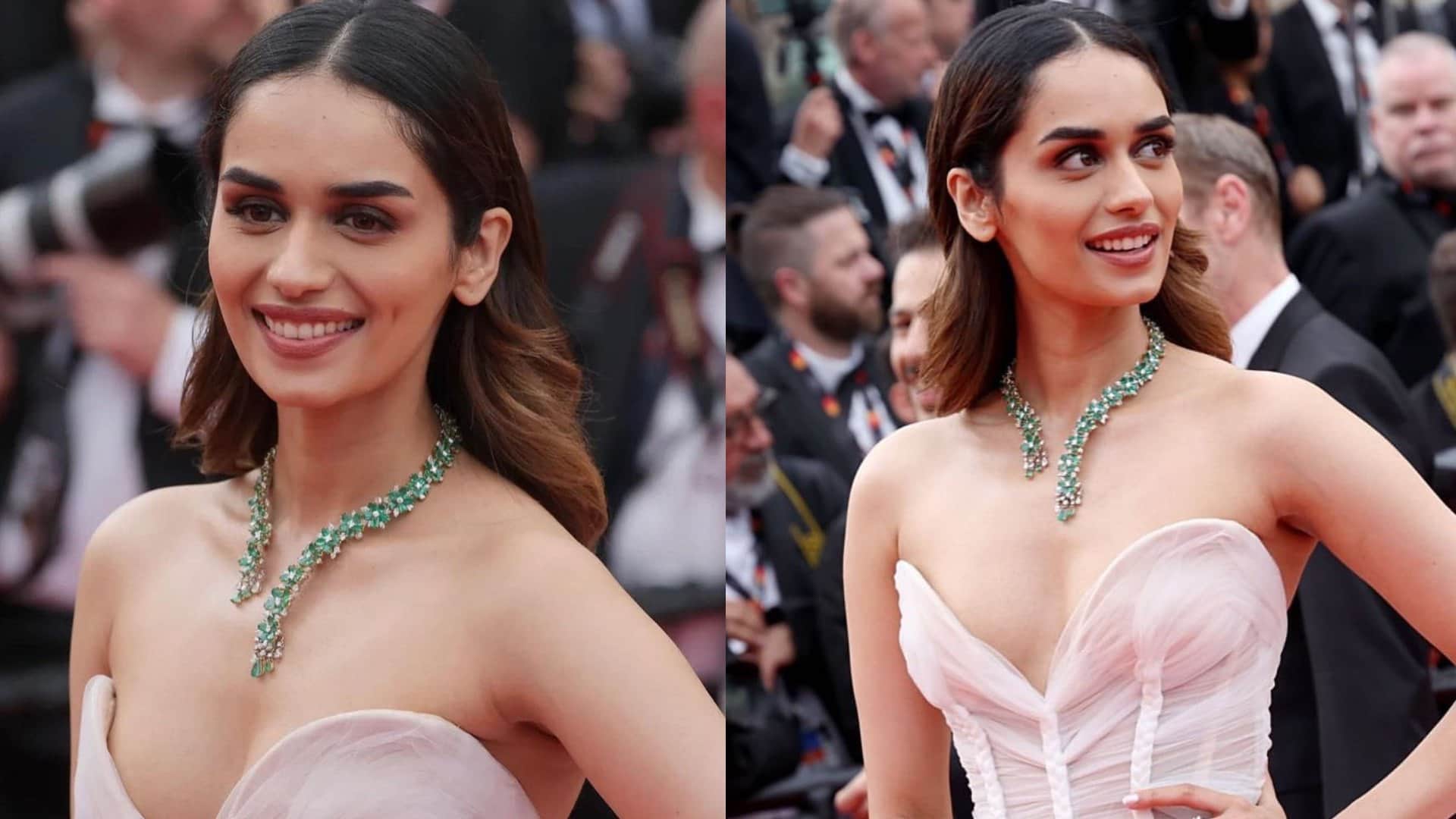 Cannes 2023 Manushi Chhillar wore an hand made gown on Cannes Red Carpet