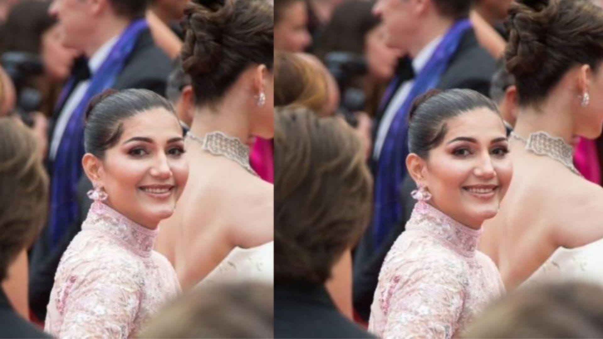 cannes film festival haryanvi dancer sapna choudhary arrived on the red carpet wearing 30 kg lehenga