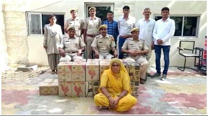 Police caught a woman selling illegal liquor in Barmer recovered 23 cartons of beer and English liquor