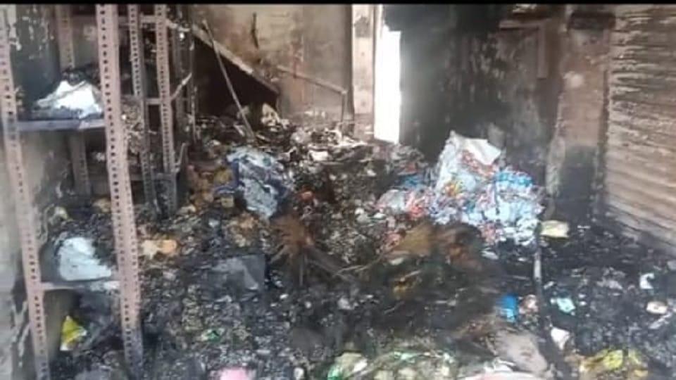 Fire broke out in grocery wholesale shop in Bhiwani, goods burnt to ashes