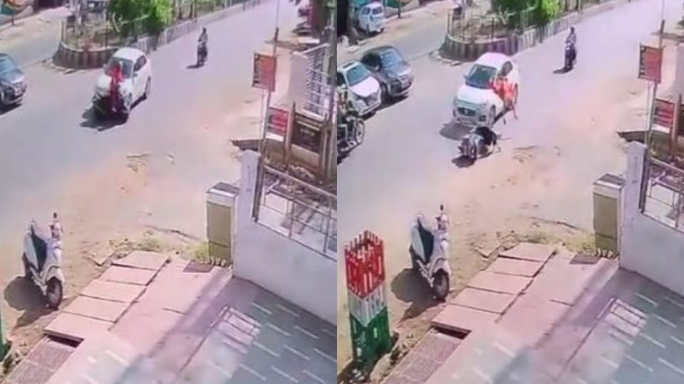 Car driver hit woman riding scooty in Agra she seriously injured
