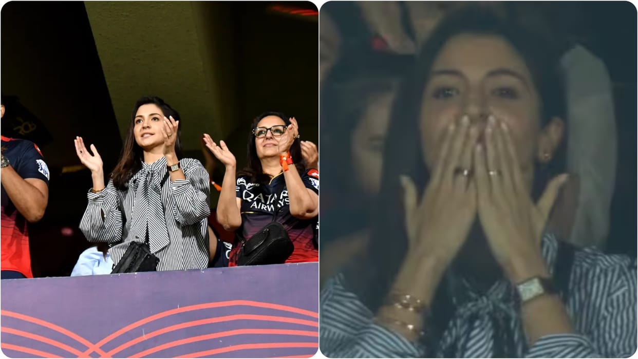 Anushka Sharma gives flying kiss to Virat Kohli after his seventh IPL Century