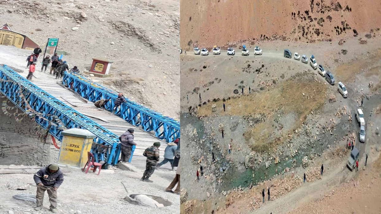 BRO's Bailey Bridge opened after 22 hours in Sarchu, hundreds of vehicles came towards Manali