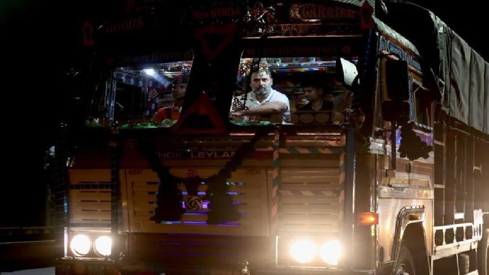 Rahul Gandhi Riding Delhi to Chandigarh By Truck Visited Manji Sahib Gurudwara in Ambala