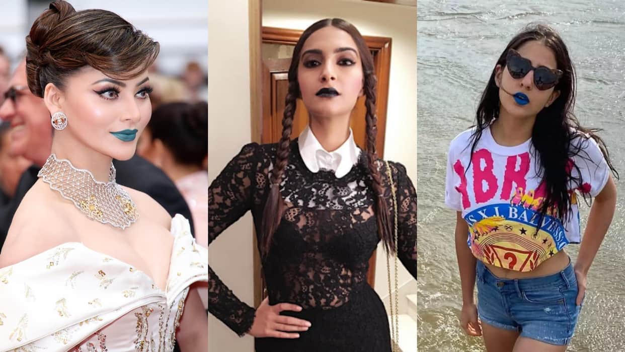 Fashion urvashi rautela to Aishwarya Rai put Unique black and blue Lipstick