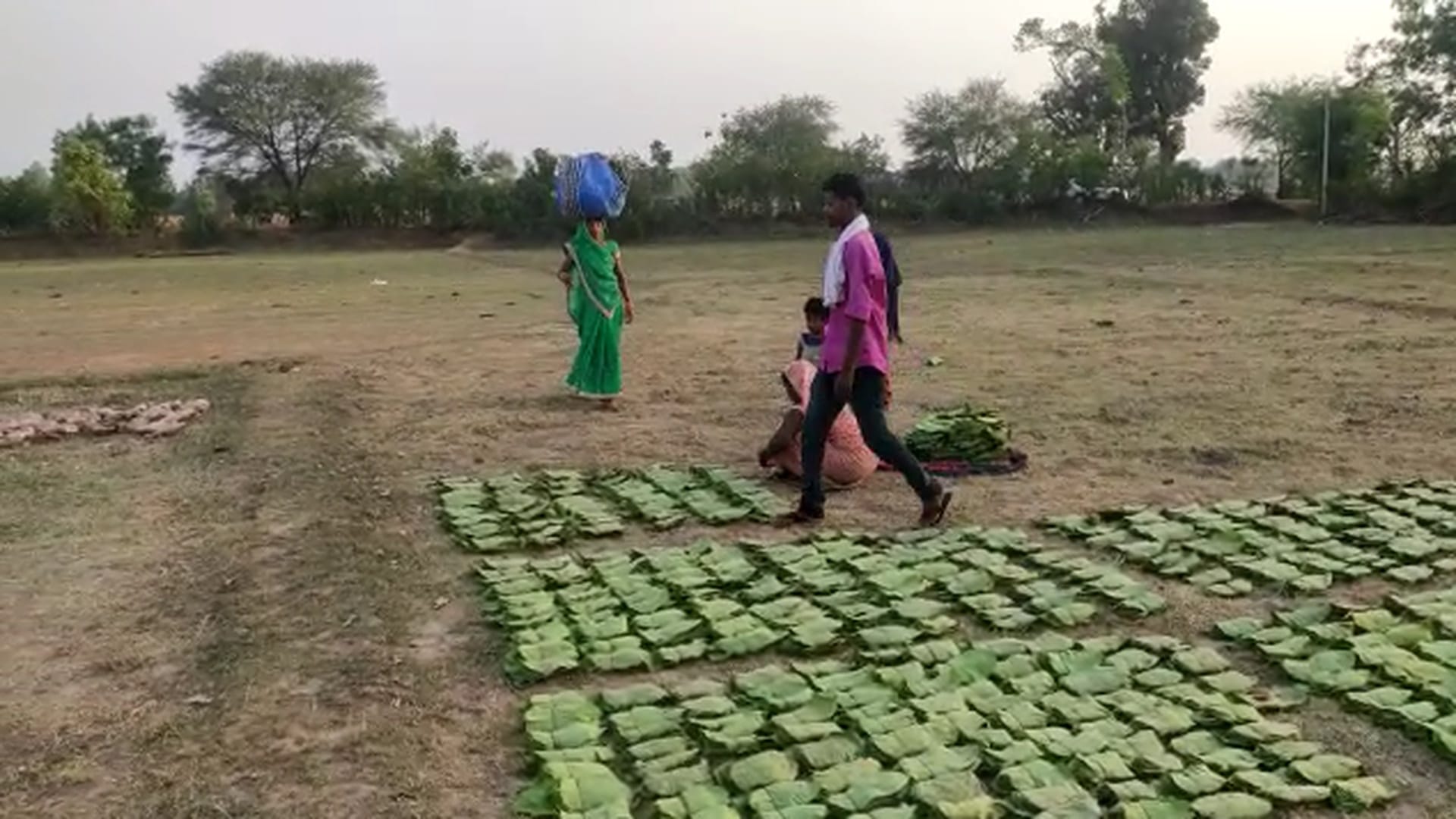 फड़ पर तेंदूपत्ता बेचने के लिए पहुंचे ग्रामीण।