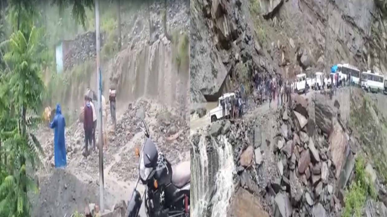 Heavy rainfall in Chamba, vehicles stranded due to floods in Siddhnala, debris on Teesa Marg