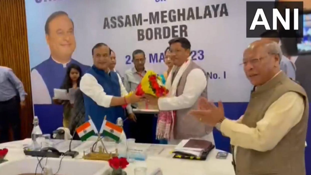 Assam CM Himanta Biswa Sarma and Meghalaya CM Conrad Sangma hold Meeting on Assam Meghalaya border