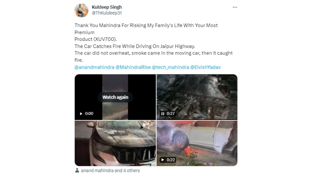 mahindra xuv700 fire because of aftermaket accessories, company investigated jaipur highway fire incident