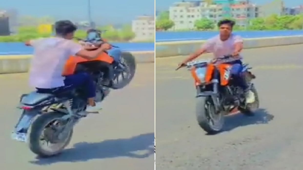 Stunting case of young man with sports bike on Parthala flyover goes viral