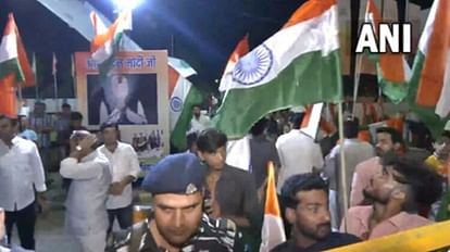 Preparations for grand Welcome of PM Narendra Modi at Palam Airport in Delhi, gathering of BJP workers outside