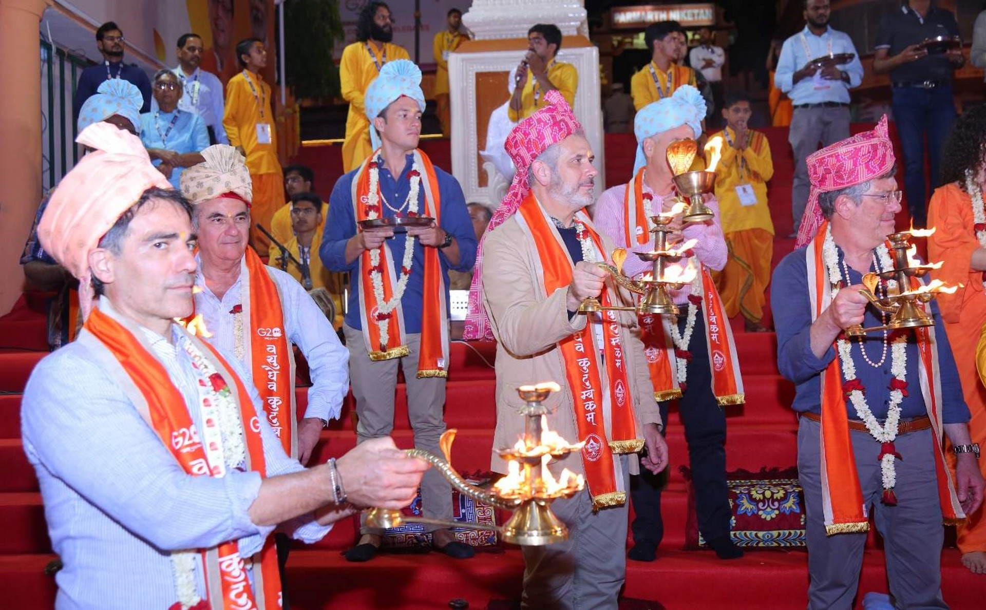 G-20 delegates Ganga Aarti at Parmarth Niketan Ashram confluence of spirituality and Vasudhaiva Kutumbakam