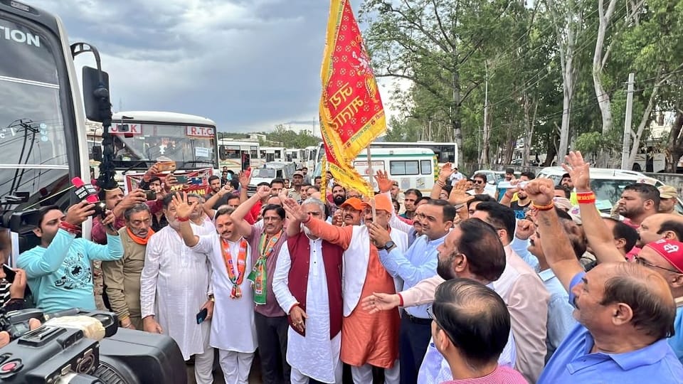 Kheer Bhawani Mela 2023: Kashmiri Pandits left for Kheer Bhawani mela ganderbal kashmir from Jammu Nagrota
