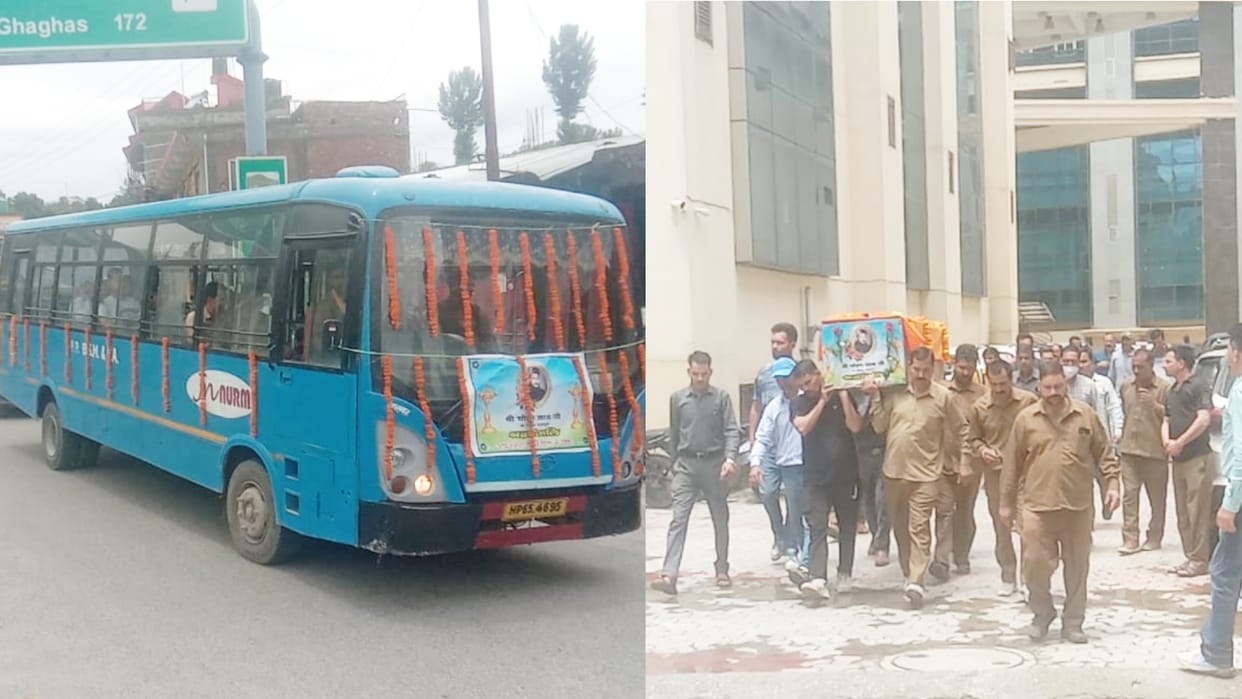 HRTC driver  passes away by heart attack hrtc employees pay floral tribute