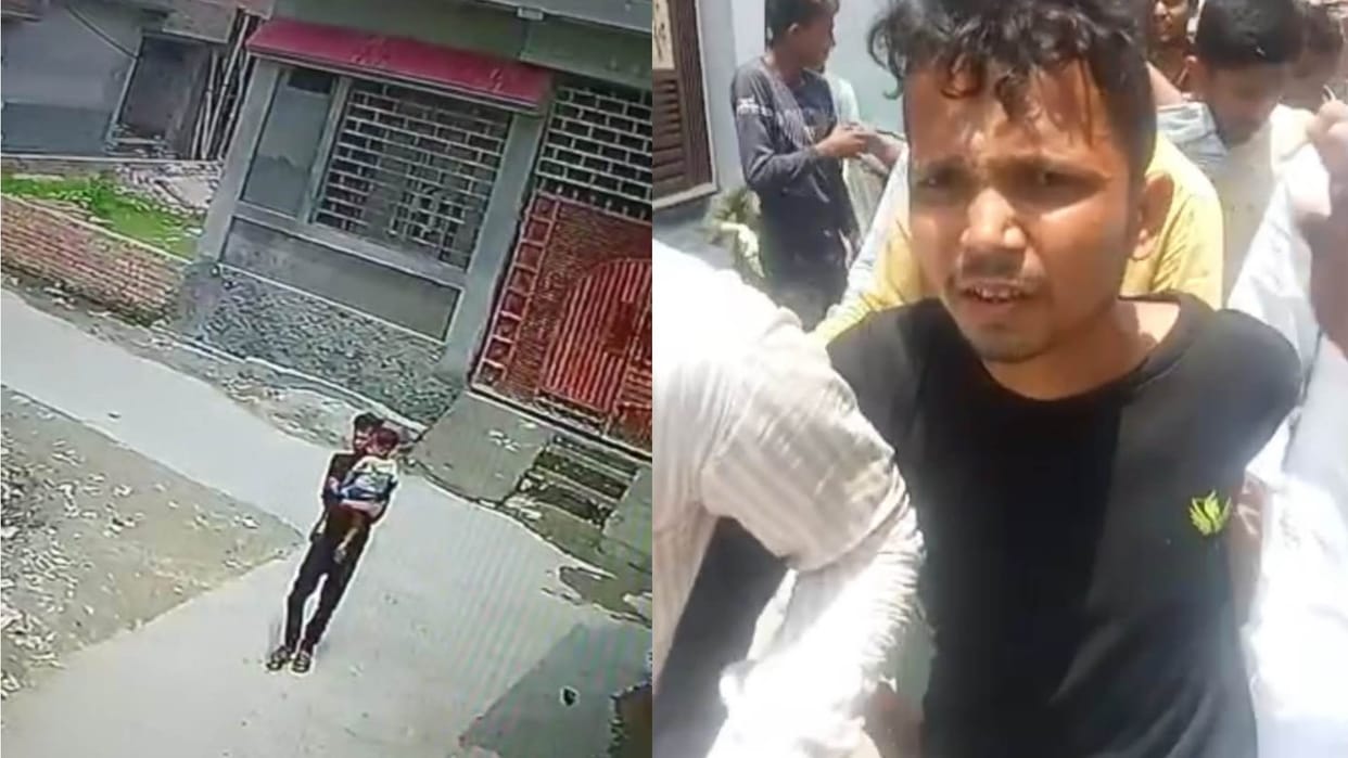 kidnapping two children People caught and thrashed accused youth Roorkee Uttarakhand news in hindi