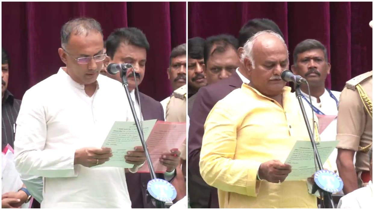 karnataka cabinet swearing in ceremony live news updates 24 mla take minister post oath cm siddaramaiah dk shi