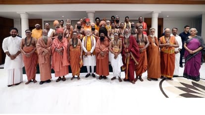 Adheenams hand over Sengol to PM Modi on eve of new Parliament building inauguration