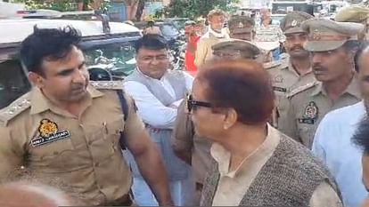 Azam Khan s CO CT Anuj Chaudhary had a argument near Bapu Mall in Rampur