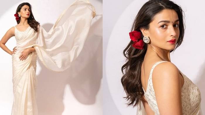 Fashion Alia Bhatt best white Saree Look see photos here