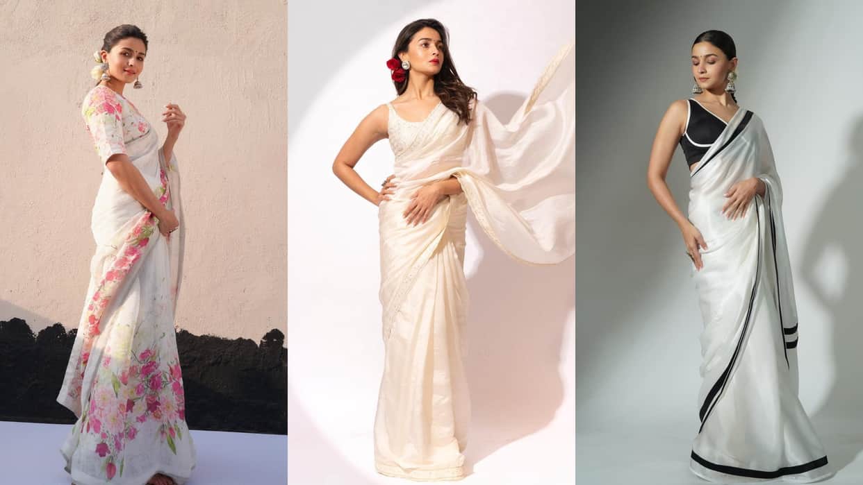 Fashion Alia Bhatt best white Saree Look see photos here