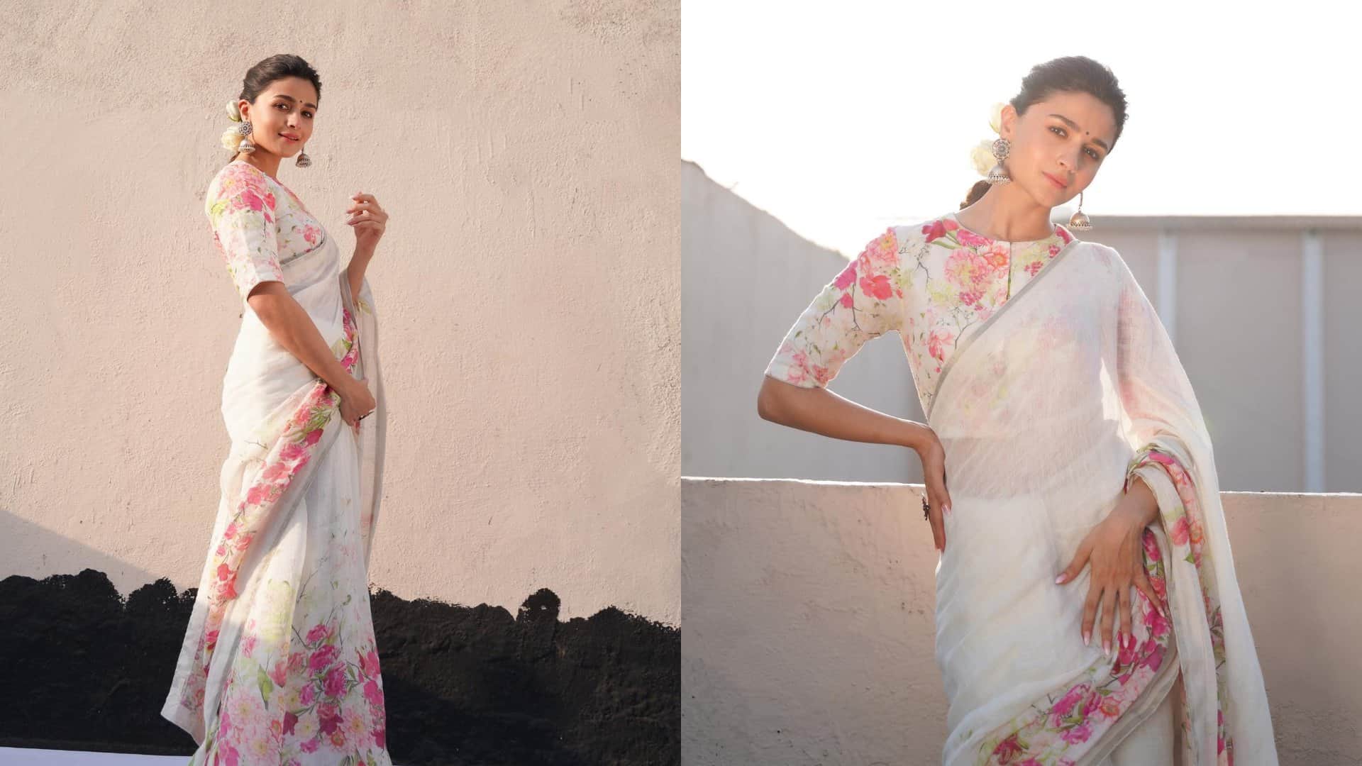 Fashion Alia Bhatt best white Saree Look see photos here