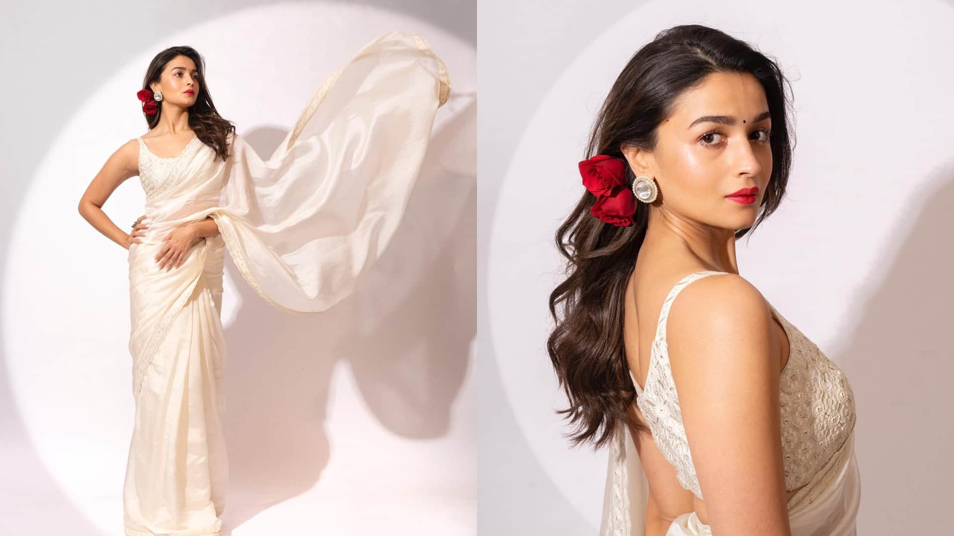 Fashion Alia Bhatt best white Saree Look see photos here