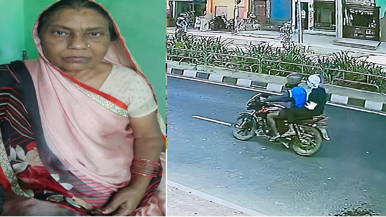 Asked the address from the woman sitting at the shop, then snatched her neck chain, incident a few steps away