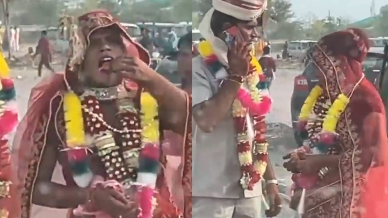 Bride Video:  bride eating gutkha after wedding fere baran mass marriage video viral