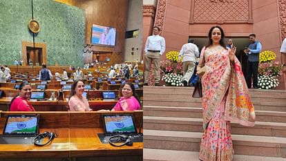 New parliament building unseen photos share by leaders selfie by hema malini smriti irani pm modi