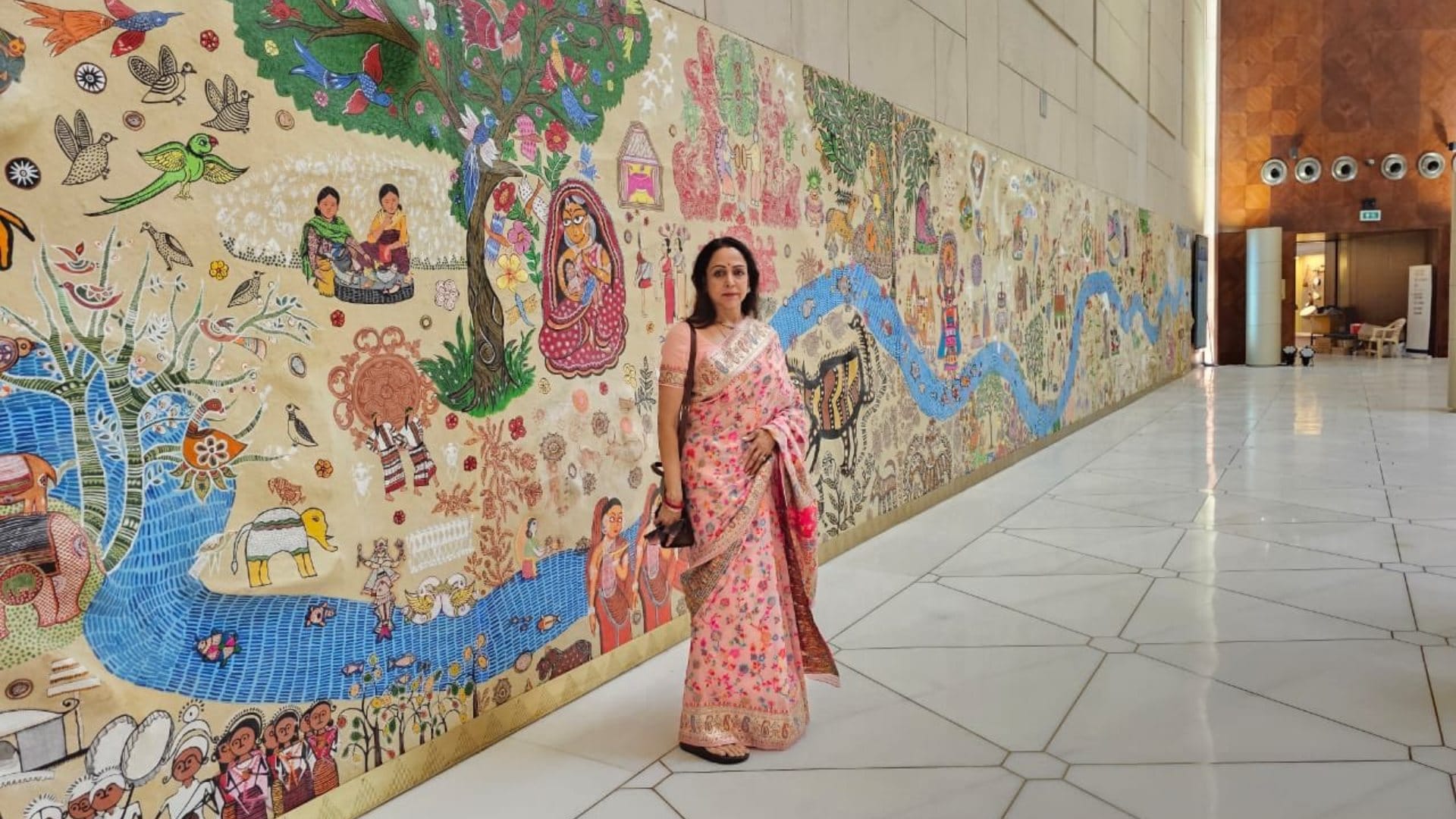 New parliament building unseen photos share by leaders selfie by hema malini smriti irani pm modi