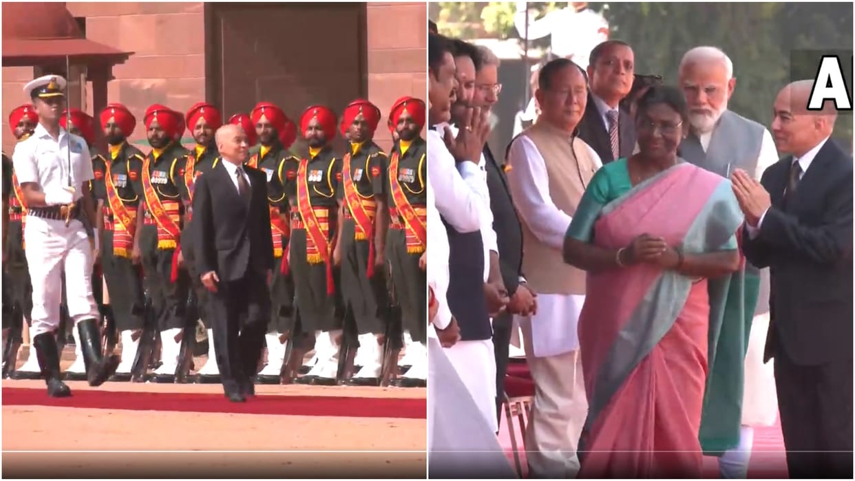 King of Cambodia Norodom Sihamoni being accorded the ceremonial guard of honour IN INDIA, NEWS & UPDATE