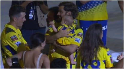 IPL 2023: Ravindra Jadeja hugs Rivaba and Dhoni hugs Sakshi after CSK  victory vs GT, Jiva-Nidhyana and Arya