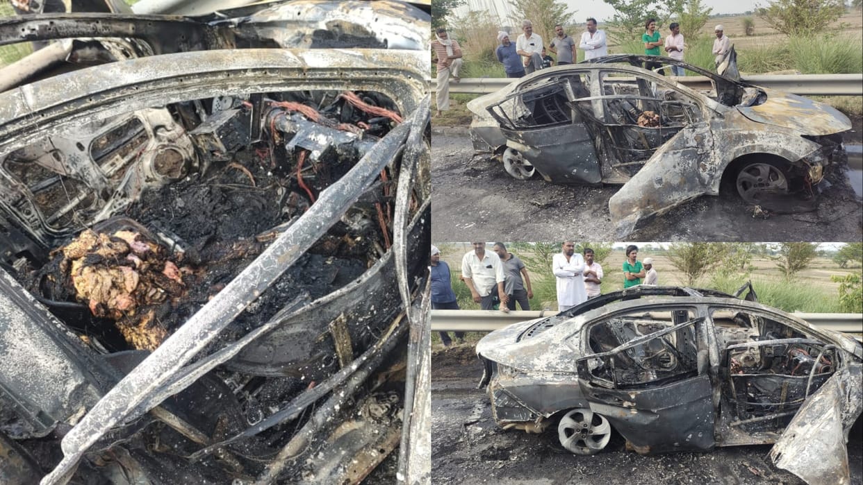 Youth burnt alive in burning car in Hisar of Haryana