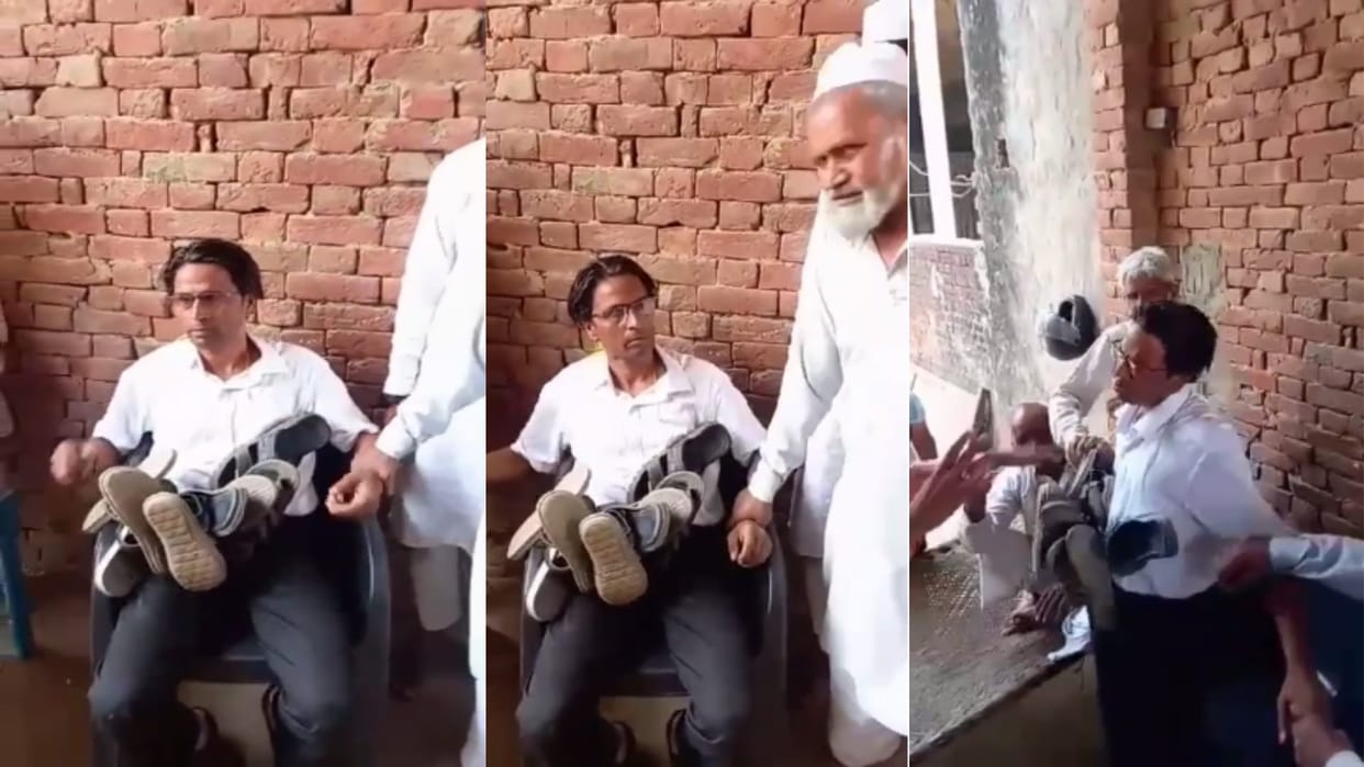 UP: The middleman was garlanded with shoes for making a mistake in getting the marriage done and beaten up