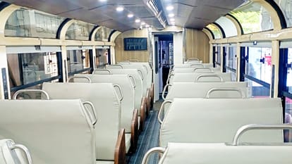 Four semi vistadome coach on kalka shimla heritage railway track by kapurthala rail coach factory