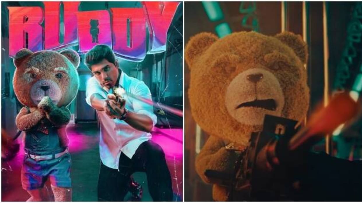 First look poster teaser of Allu Sirish Buddy release Hunt on for a teddy bear is the leading role in the film