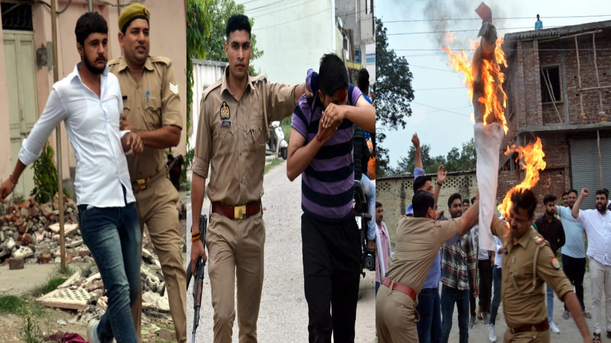 wrestlers Protest: RLD workers burnt effigy of MP Brijbhushan Sharan Singh in Muzaffarnagar