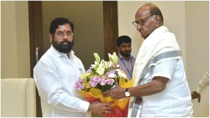 एकनाथ शिंदे और शरद पवार।