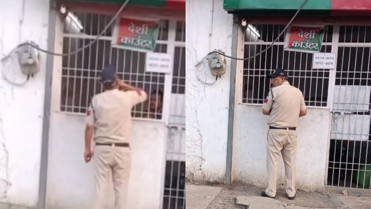 Satna police head constable drinking alcohol publicly viral in social media