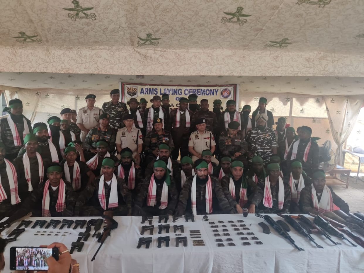 Assam: 39 terrorists surrendered with huge amount of weapons