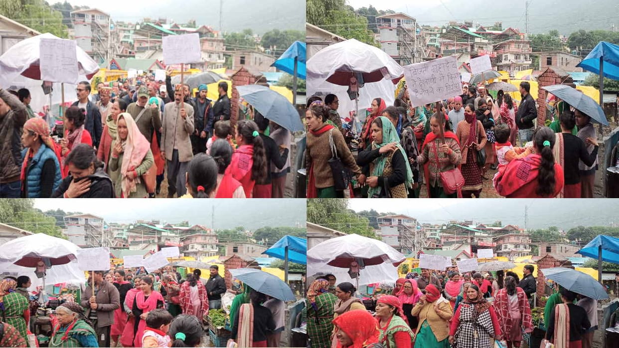 protest against Bijli Mahadev ropeway intensified, people of Kharahal and Kashawari Fati came on the street
