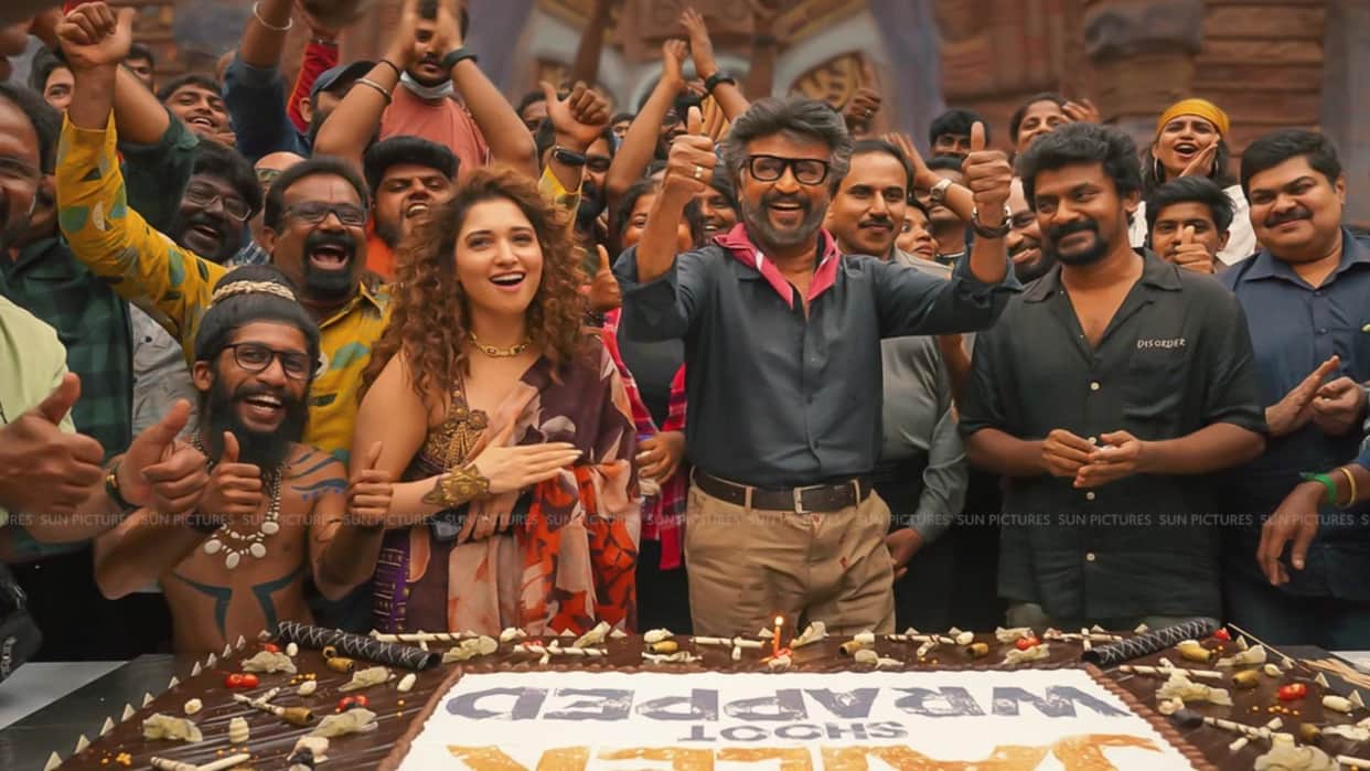 Rajinikanth starrer Jailer shoot wraps up Superstar cuts massive cake on sets with Tamannaah Bhatia and cast