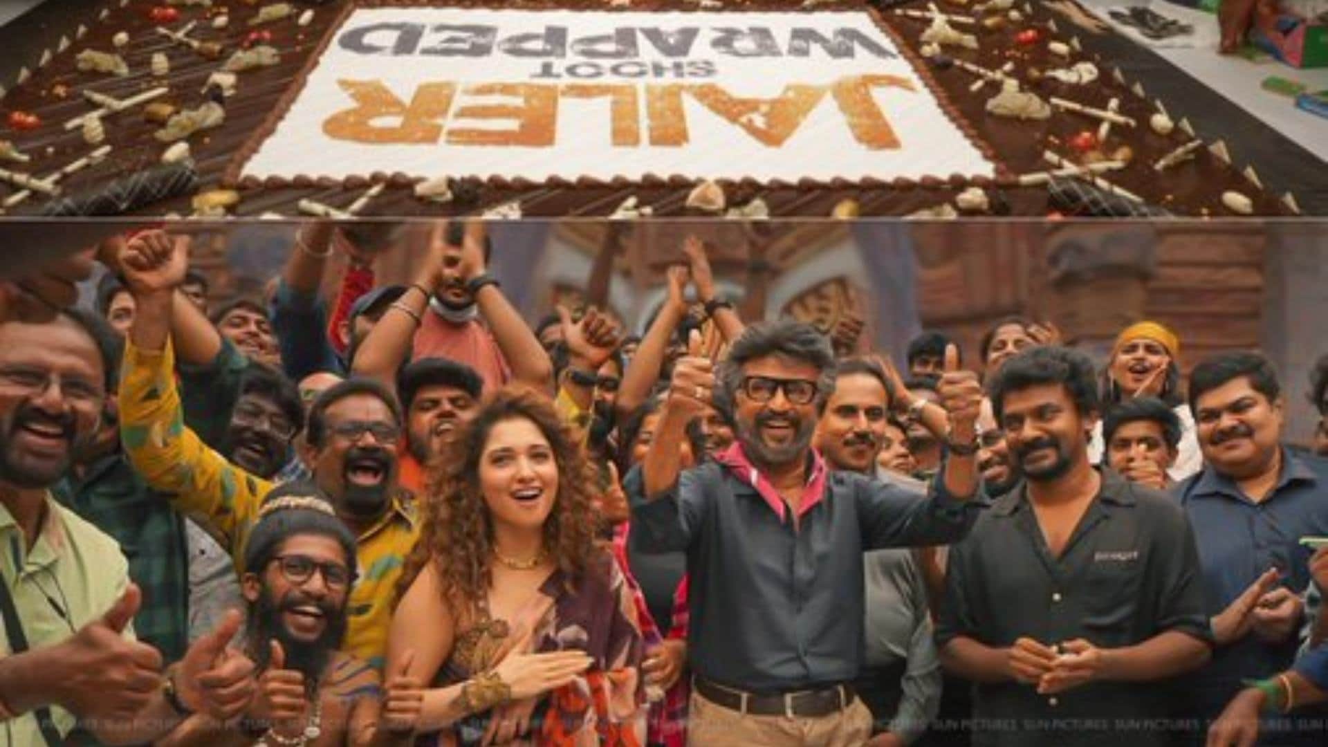 Rajinikanth starrer Jailer shoot wraps up Superstar cuts massive cake on sets with Tamannaah Bhatia and cast
