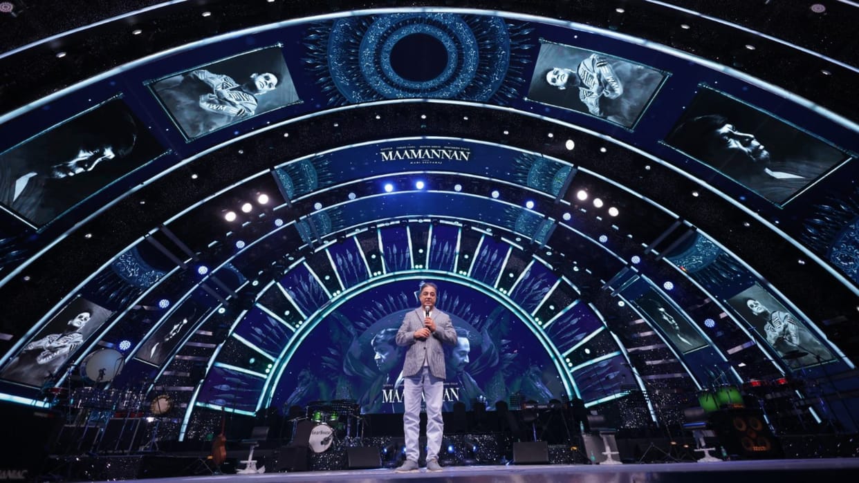 Maamannan audio launch Kamal Haasan and Sivakarthikeyan grace the event with Udhayanidhi Stalin and Keerthy
