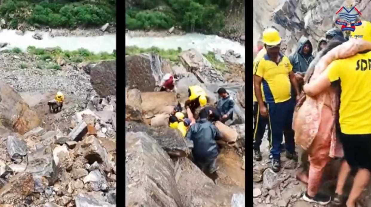 SDRF rescued Adi Kailash Yatra pilgrims stranded in a landslide in Pithoragarh Dharchula Uttarakhand news