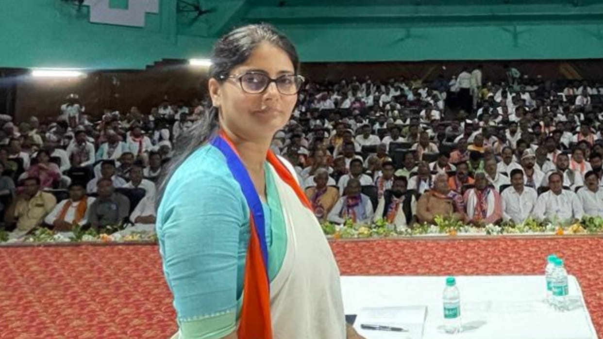 Union minister Anupriya Patel addresses party workers for Loksabha Election 2024.