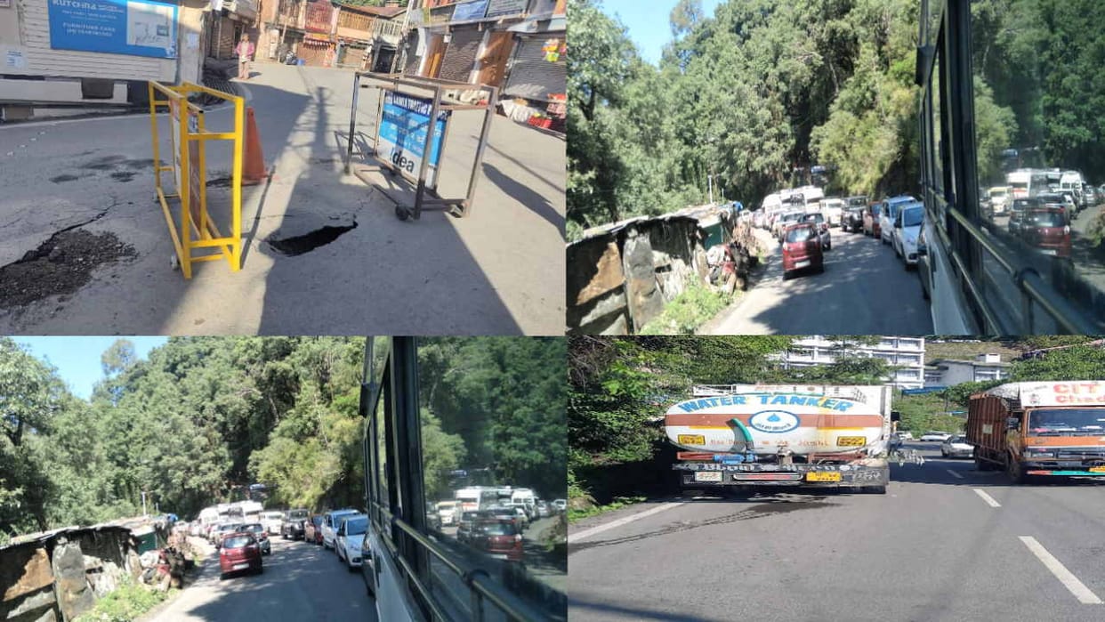 The main road of Baluganj market sank, vehicular movement stalled, traffic diverted