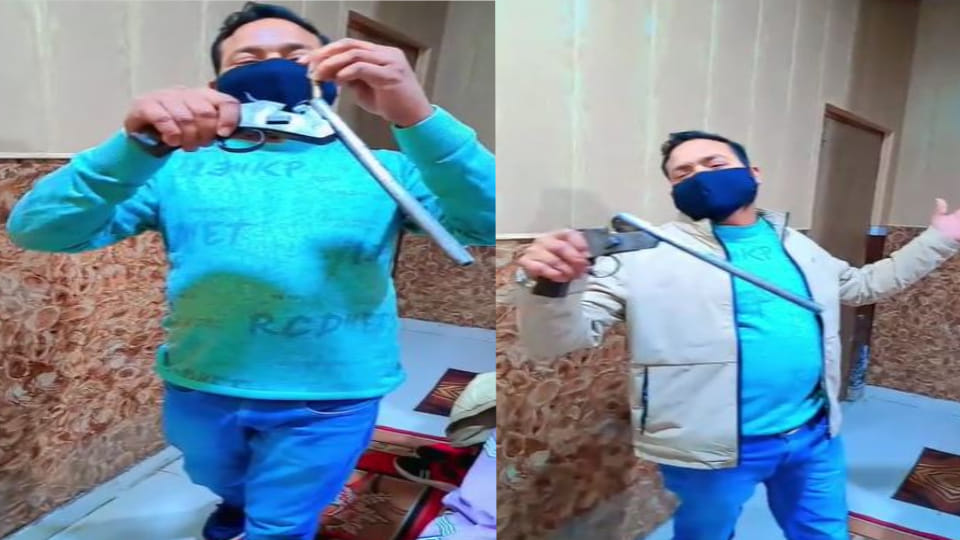 Police has arrested young man who made video waving tamancha in Firozabad