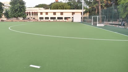 Soon the players will start playing hockey on the Astroturf ground. The facilities are of international standa