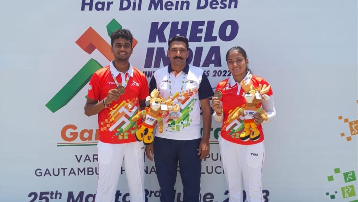 KUK archery recurve mix team won gold in Khelo India
